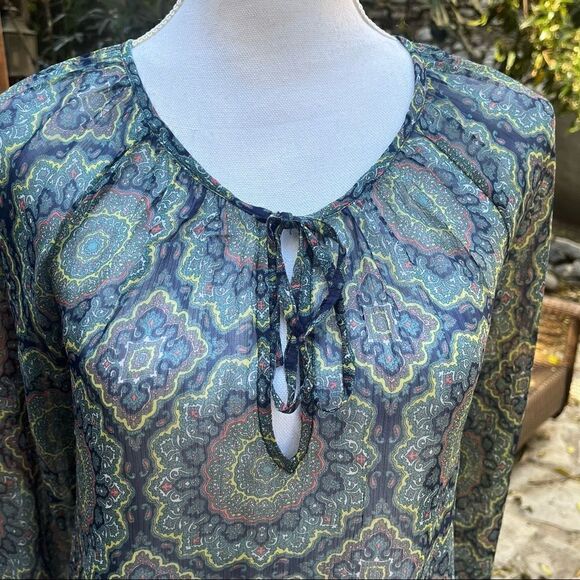 O’NEILL SHEER LONG SLEEVE TIE NECK BLOUSE SIZE SMALL - Picture 4 of 13